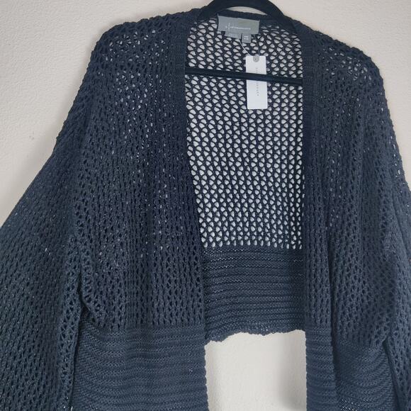 NWT By Anthropologie Julliet Cropped Open Knit Cardigan Sweater Black One Size - Picture 10 of 16